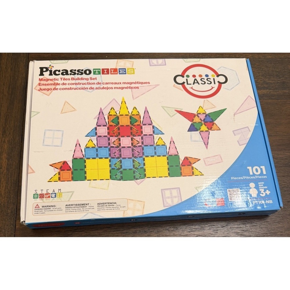 New Picasso Tiles 101 Piece Magnetic Tile Classic Series Building Set Tiles
